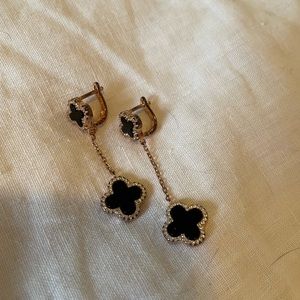 Van Cleef style clip on enamel earrings